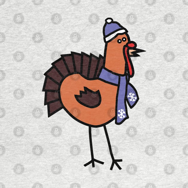 Thanksgiving Turkey Winter Periwinkle Hat and Scarf by ellenhenryart